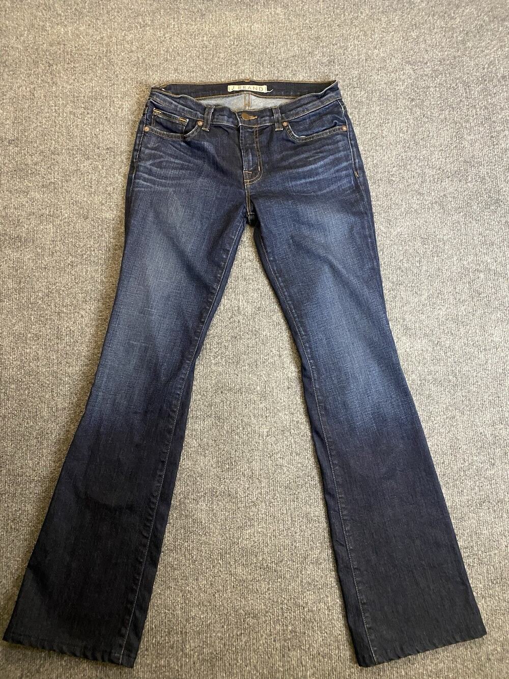 J Brand Women's Bootcut Jeans Dark Blue Denim Stretch Pockets Button Zip